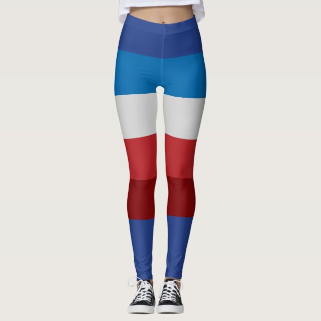 Modern 4th of July Retro Multicolor Striped  Leggings (Front)