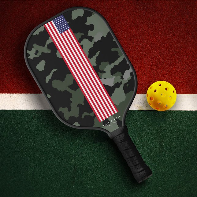 Modern 4th of July US Flag Camo Custom Name Pickleball Paddle (Modern 4th of July US Flag Camouflage Custom Name Pickleball Paddle
)