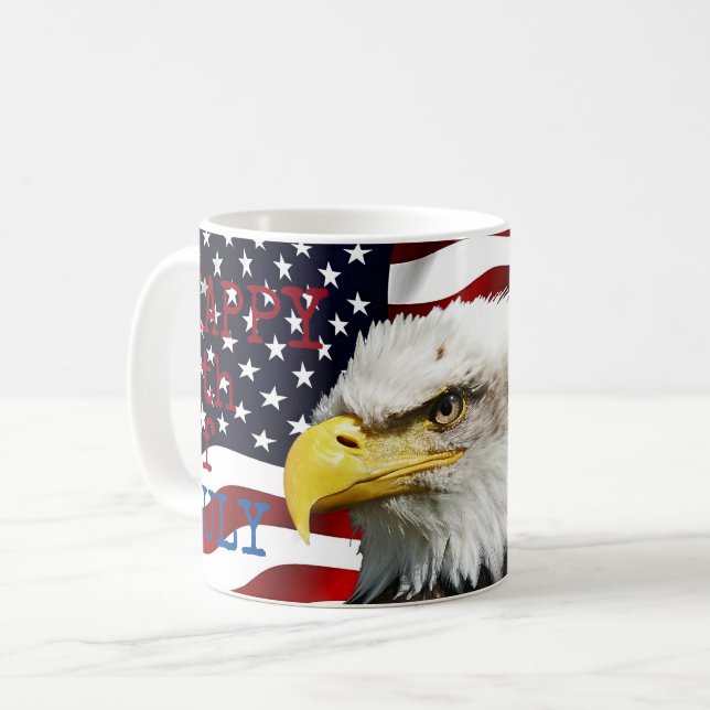 Modern 4th of July US USA Flag American Eagle Coffee Mug (Front Left)