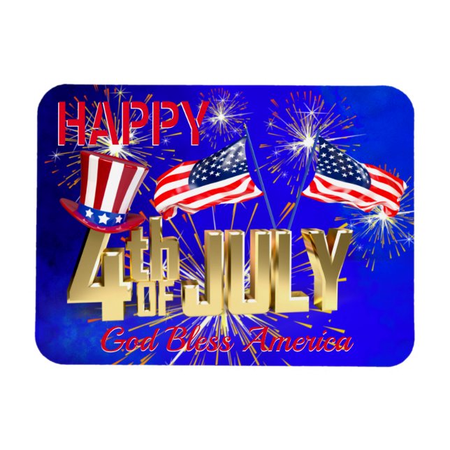 Modern 4th of July US USA Flag Magnet (Horizontal)