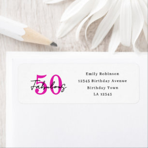 Modern 50 and Fabulous 50th Birthday Party Address Return Address Label