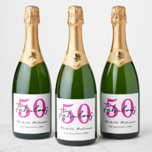 Modern 50 and Fabulous 50th Birthday Party Sparkling Wine Label