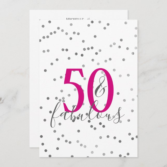 Modern 50 and Fabulous Birthday Party Invitations (Front/Back)