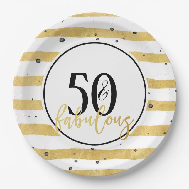 Modern 50 and Fabulous Birthday Party Plates (Front)