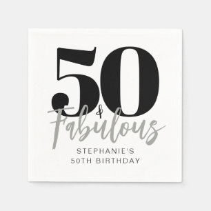 Modern 50 and Fabulous Bold 50th Birthday Party Napkin