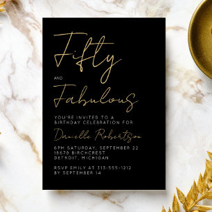 Modern 50 and Fabulous Gold 50th Birthday Party Invitation