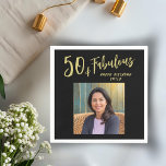 Modern 50 and Fabulous Photo 50th Birthday Napkin<br><div class="desc">Modern 50 and Fabulous Photo 50th Birthday Party Napkins. Modern and simple design with trendy script 50 & Fabulous. A custom photo birthday napkins for her. Customise with the name and age and add your photo into the template.</div>