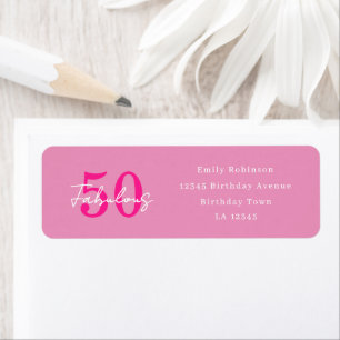 Modern 50 and Fabulous Pink 50th Birthday Address Return Address Label