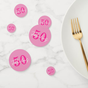 Modern 50 and Fabulous Pink 50th Birthday Party Confetti