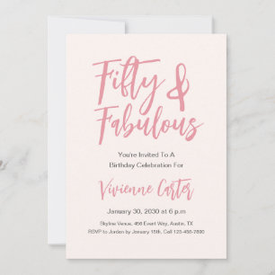 Modern 50 and Fabulous Pink 50th Birthday Party Invitation