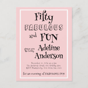 Modern 50 and Fabulous Pink 50th Birthday Party Postcard