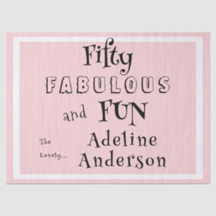 Modern 50 and Fabulous Pink 50th Birthday Party Tissue Paper