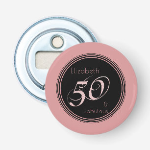 Modern 50 and Fabulous Pink black Bottle Opener