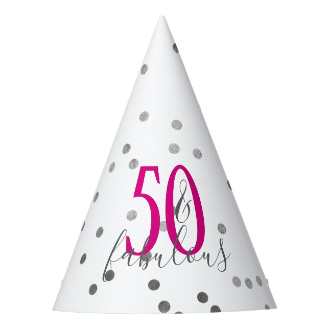 Modern 50 & Fabulous Birthday Confetti Paper Hats (Front)