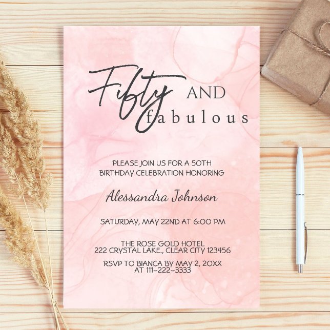 Modern 50 & Fabulous Rose Gold 50th Birthday Invitation (Creator Uploaded)