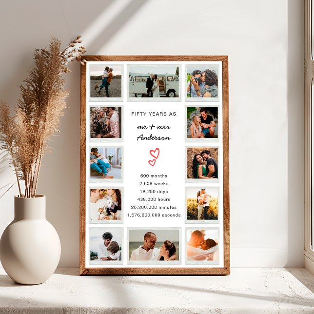 Modern 50th Anniversary Custom Photo Collage Poster (Creator Uploaded)