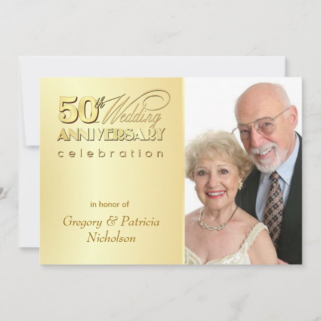Modern 50th Anniversary Party - Photo Invitations (Front)