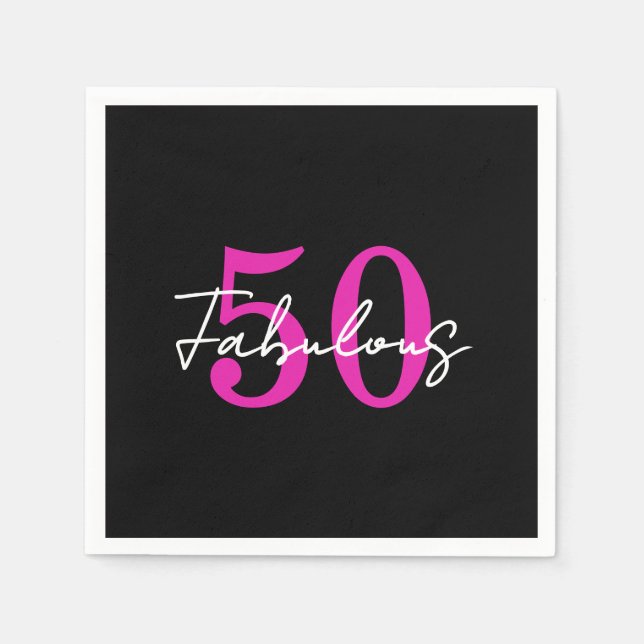 Modern 50th Birthday 50 and Fabulous Party Napkin (Front)