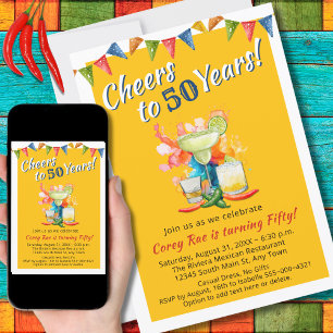 Modern 50th Birthday Cheers to 50 Years Fiesta Invitation