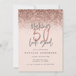 Modern 50th birthday chic typography rose gold