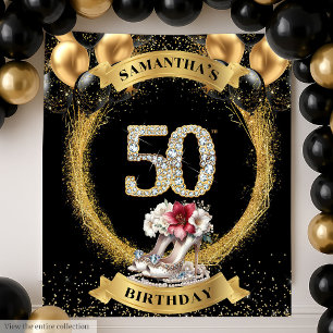 Modern 50th Birthday Diamond Numbers High Heels Tapestry
