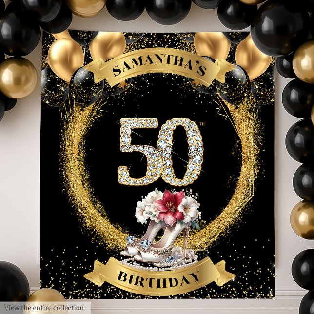 Modern 50th Birthday Diamond Numbers High Heels Tapestry (Modern 50th Birthday Diamond Numbers High Heels Tapestry)