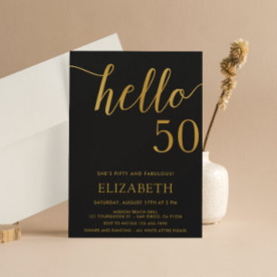 Modern 50th birthday hello 50 fiftieth birthday invitation