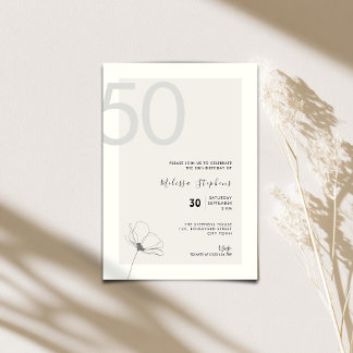 Modern 50th Birthday Invitation - Minimal Style
