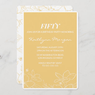 Modern 50th birthday invitations Brunch Yellow