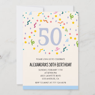 Modern 50th birthday invitations Confetti