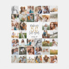 Modern 50th birthday multi photo script gift fleec