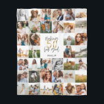 Modern 50th birthday multi photo script gift fleec fleece blanket<br><div class="desc">Modern minimal multi photo script 50th birthday fleece blanket gift. Ideal gift available for mums,  dads,  grand,  grandad of any family member. Stunning elegant script text. Black,  white and gold design.</div>