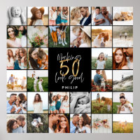 Modern 50th birthday multi photo script gift