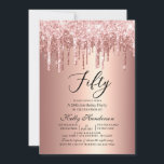 Modern 50th  Birthday Party Dripping Rose Gold Invitation<br><div class="desc">Modern 50th  Birthday Party Dripping Rose Gold</div>