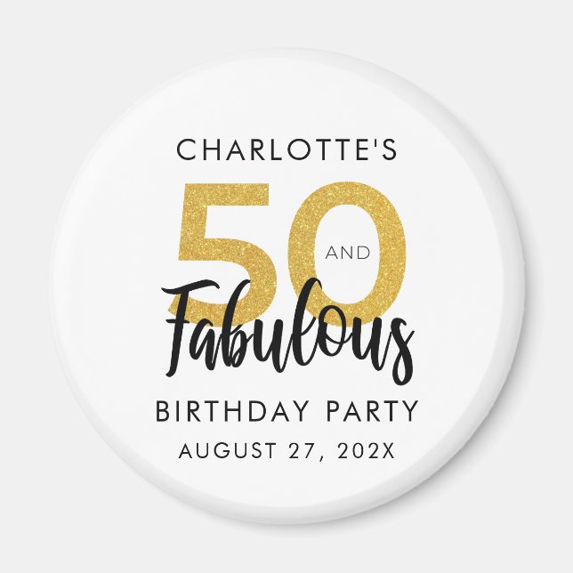 Modern 50th Birthday Party Script Custom Swag Magnet (Front)