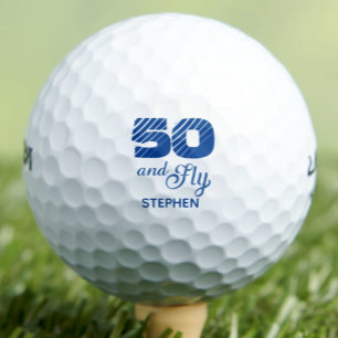 Modern 50th birthday party simple blue golf balls