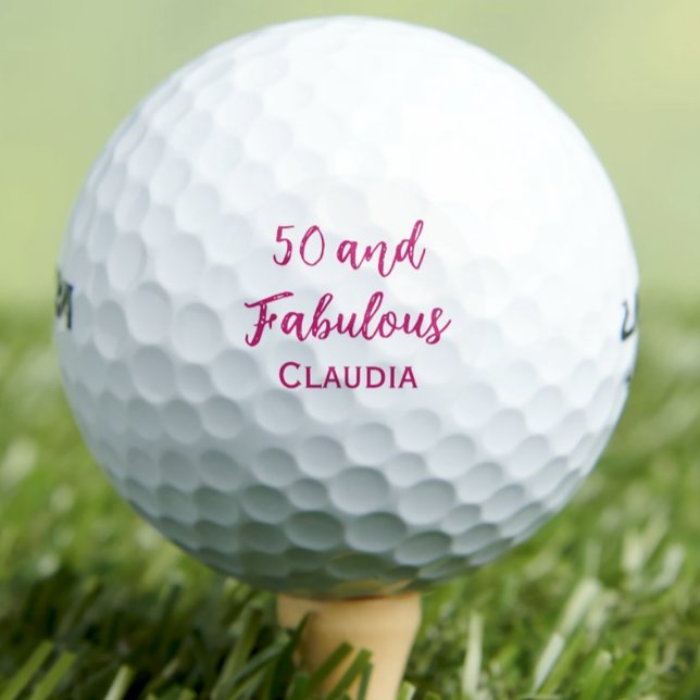  Modern 50th birthday party simple pink golf balls (Creator Uploaded)