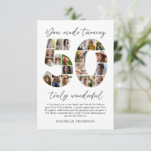 Modern 50th Birthday Photo Thank You Card