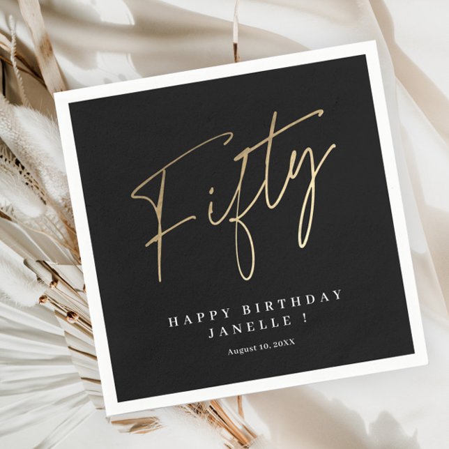 Modern 50th birthday simple stylish elegant script napkin (Creator Uploaded)