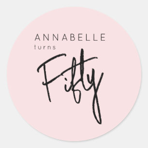 Modern 50th Fifty Fiftieth birthday Classic Round Sticker