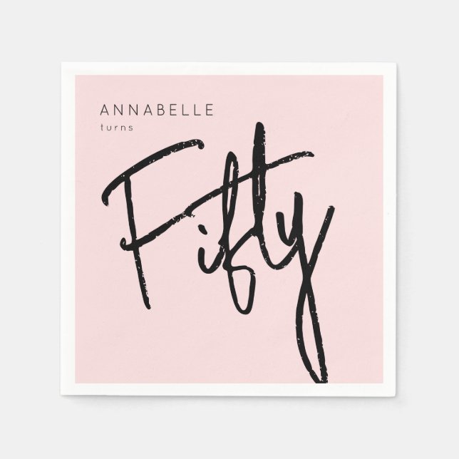 Modern 50th Fifty Fiftieth birthday Napkin (Front)