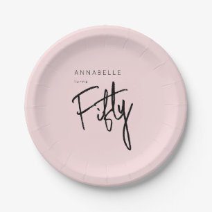 Modern 50th Fifty Fiftieth birthday Paper Plate