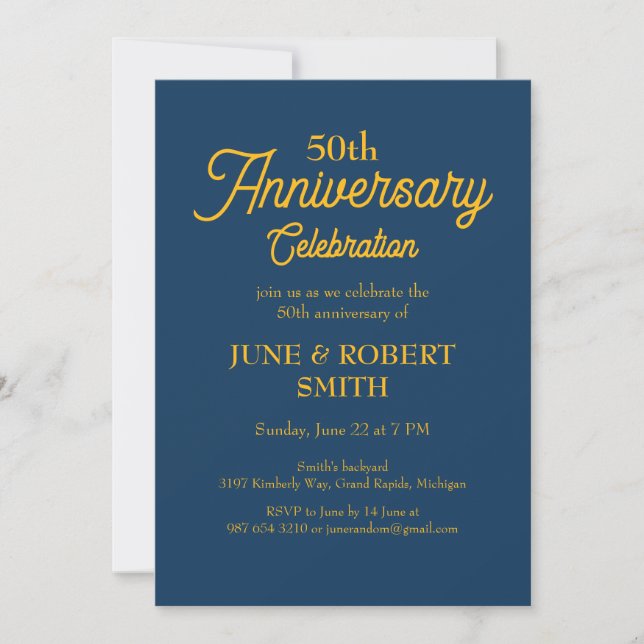 Modern 50th wedding anniversary invitation (Front)
