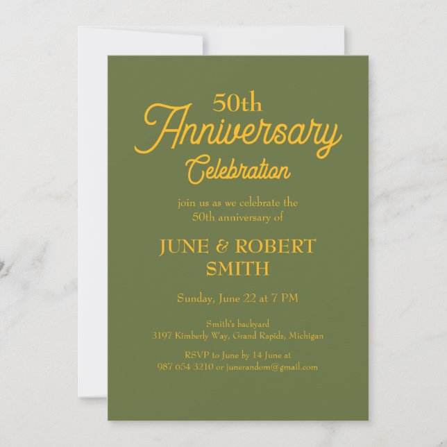 Modern 50th wedding anniversary invitation (Front)