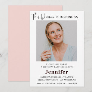 Modern 55th birthday invitations for her Photo
