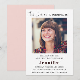Modern 55th birthday invitations for her Photo