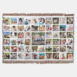 Modern 57 Photo Collage Personalized Throw Blanket
