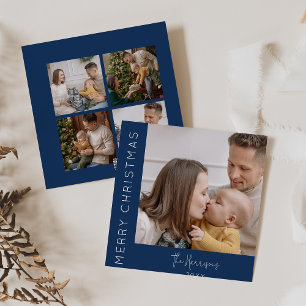 Modern 5 Photo Collage   Christmas Holiday Card