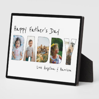 Modern 5 Photo Collage Daddy Fathers Day Keepsake Plaque