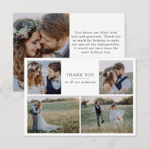 Modern 5 Photo Collage Wedding Thank You Card